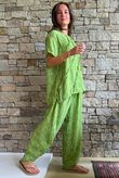 Lalli Damask Asymmetric Panel Top Olive